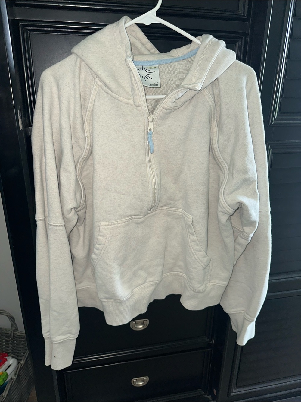 aerie Cream Half-Zip Hooded Pullover